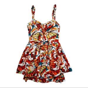 Abstract Bohemian Multicolor Layered Mini Dress sz S